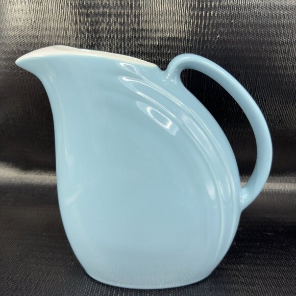 Vintage Hall Pottery Nora Pitcher Carafe Jug Pale Blue White Inside Stoneware - Picture 11 of 11